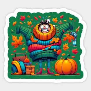 Autumn Antics: A Whirlwind of Fall Fun Sticker